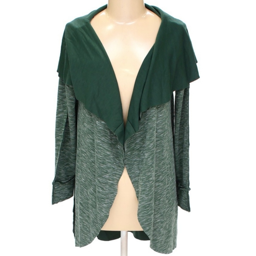Kensie Wide Collar Open Cargian Sweater Green M